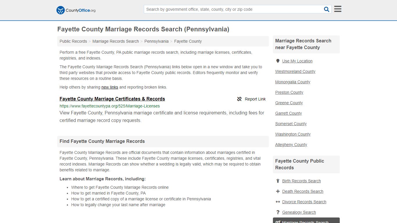 Marriage Records Search - Fayette County, PA (Marriage ...